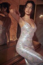House of CB одећу 68JT328 ариа љубичаста цветна макси хаљина - Image 10