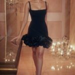 House of CB одећу 68JT330 лилоу црна хаљина са порубом