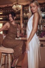 House of CB одећу 68JT334 лаурие кафе кристализована макси хаљина - Image 3