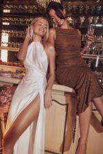 House of CB одећу 68JT335 занаб макси хаљина боје слоноваче са прорезом на бутинама - Image 5