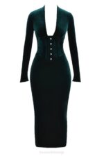 House of CB одећу 68JT339 арабела шума од сомота корсет хаљина - Image 4