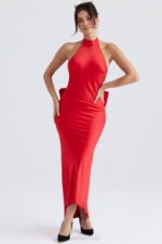 House of CB одећу 68JT349 илариа црвена хаљина са машном - Image 14