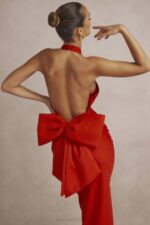 House of CB одећу 68JT349 илариа црвена хаљина са машном - Image 6