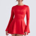 House of CB одећу 68JT352 сацха црвена сатенска мини хаљина