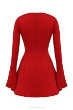 House of CB одећу 68JT352 сацха црвена сатенска мини хаљина - Image 5