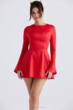 House of CB одећу 68JT352 сацха црвена сатенска мини хаљина - Image 6