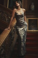 House of CB одећу 68JT360 габриелле певтер сатен макси хаљина - Image 11
