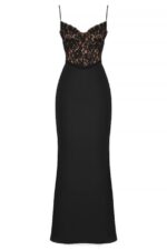House of CB одећу 68JT382 кара црна корсет макси хаљина - Image 5