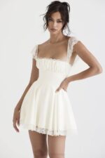 House of CB одећу 68JT384 каиа мини хаљина а-лине боје слоноваче - Image 11