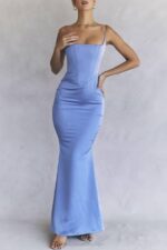 House of CB одећу 68JT397 оливетте перивинкле сатен корсет макси хаљина - Image 7