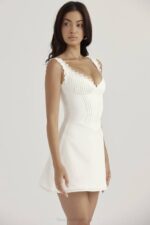 House of CB одећу 68JT399 тилли бела пин туцк мини хаљина - Image 13