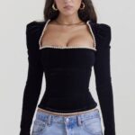 House of CB одећу 68JT3 ноа корсет од црног сомота