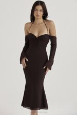 House of CB одећу 68JT409 наоми еспрессо халтер миди хаљина - Image 7