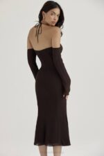 House of CB одећу 68JT409 наоми еспрессо халтер миди хаљина - Image 9