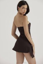 House of CB одећу 68JT418 корзет хаљина без бретела са јасмином чоколадом - Image 9