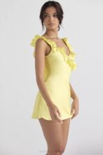 House of CB одећу 68JT443 тинк буттерцуп сатенска мини хаљина са воланима - Image 14