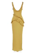 House of CB одећу 68JT452 пикие маслинаста макси хаљина са воланима - Image 7