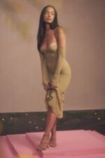 House of CB одећу 68JT455 наоми оливе халтер миди хаљина - Image 17