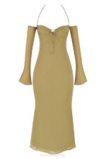 House of CB одећу 68JT455 наоми оливе халтер миди хаљина - Image 7
