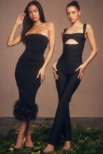 House of CB одећу 68JT457 фионула црна корсет хаљина без нараменица - Image 2
