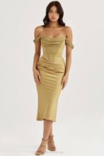 House of CB одећу 68JT459 наталиа миди хаљина од сатенског корзета - Image 9