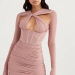 House of CB одећу 68JT460 аданна блусх корсет мини хаљина