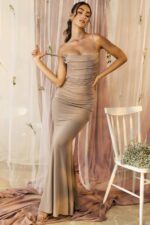 House of CB одећу 68JT462 милена макси хаљина са корзетом од бадема - Image 2