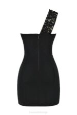 House of CB одећу 68JT463 љиљан црна чипкана мини хаљина - Image 5
