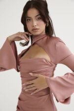 House of CB одећу 68JT466 хаљина са корзетом са драпираним ружама тоира - Image 16
