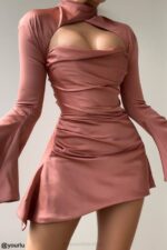 House of CB одећу 68JT466 хаљина са корзетом са драпираним ружама тоира - Image 7