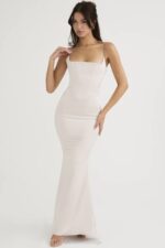 House of CB одећу 68JT472 оливет кристални сатенски корсет макси хаљина - Image 6