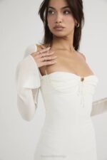 House of CB одећу 68JT482 бабидолл мини хаљина од шифона од слоноваче - Image 13