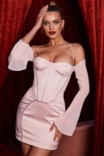 House of CB одећу 68JT494 исра кристални сатенски корсет мини хаљина - Image 2