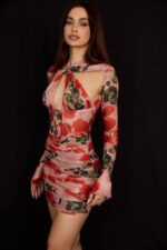 House of CB одећу 68JT495 мини хаљина са корзетом од адана руже - Image 9