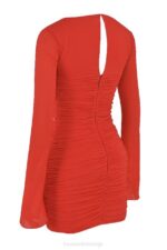 House of CB одећу 68JT499 цамилле сцарлет мини хаљина од праве свиле - Image 5
