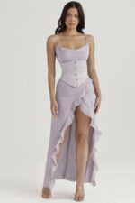 House of CB одећу 68JT49 Виенне сиви сатенски корзет испод груди - Image 11