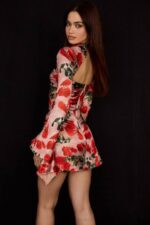 House of CB одећу 68JT503 хаљина са драпираним корзетом са принтом тоира руже - Image 10