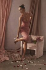 House of CB одећу 68JT508 марциелла росе драпед корсет миди хаљина - Image 12