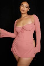 House of CB одећу 68JT524 беби розе шифон изрез халтер мини хаљина - Image 13
