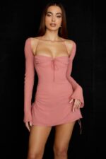 House of CB одећу 68JT524 беби розе шифон изрез халтер мини хаљина - Image 10