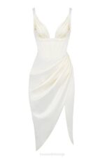 House of CB одећу 68JT562 фаие ивори сатен корсет миди хаљина - Image 5