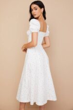 House of CB одећу 68JT571 таллулах бела миди хаљина са цветним пуф рукавима - Image 14