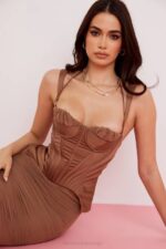 House of CB одећу 68JT581 талиа тоффее корсет миди хаљина - Image 11