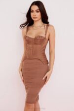 House of CB одећу 68JT581 талиа тоффее корсет миди хаљина - Image 14