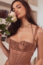 House of CB одећу 68JT581 талиа тоффее корсет миди хаљина - Image 5