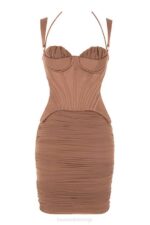 House of CB одећу 68JT581 талиа тоффее корсет миди хаљина - Image 6