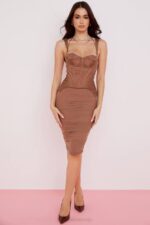 House of CB одећу 68JT581 талиа тоффее корсет миди хаљина - Image 9