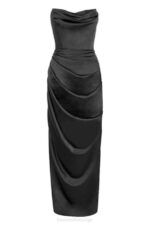 House of CB одећу 68JT588 адриенне црни сатенски корсет без нараменица маки - Image 5