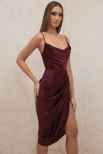 House of CB одећу 68JT592 рева суво грожђе сатен балкон корсет хаљина - Image 10