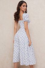 House of CB одећу 68JT602 таллулах плава бела цветна миди хаљина - Image 17